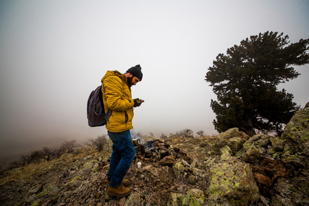 living conditions of man in mountainの写真素材