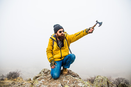 living conditions of man in mountainの写真素材