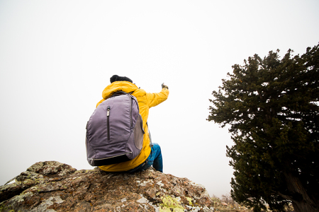 living conditions of man in mountainの写真素材