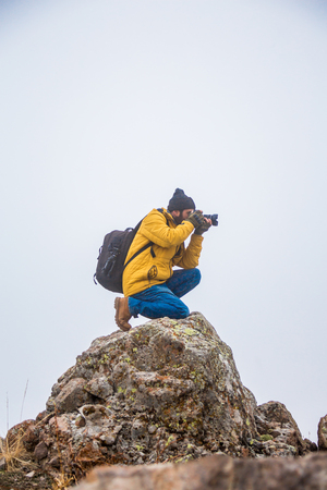 living conditions of man in mountainの写真素材