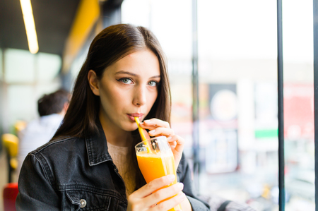 women who is enjoy in cafeの写真素材