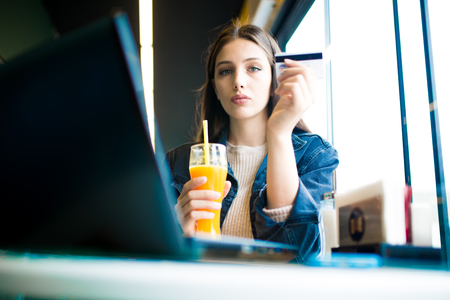 women who is enjoy in cafeの写真素材