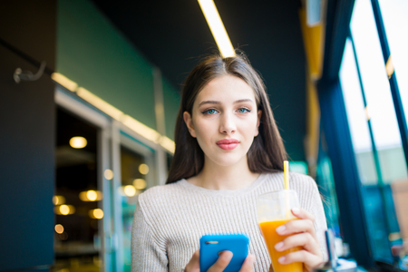 women who is enjoy in cafeの写真素材