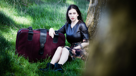 Woman photo traveling in the springの写真素材