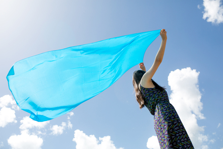 woman meditating in natureの写真素材
