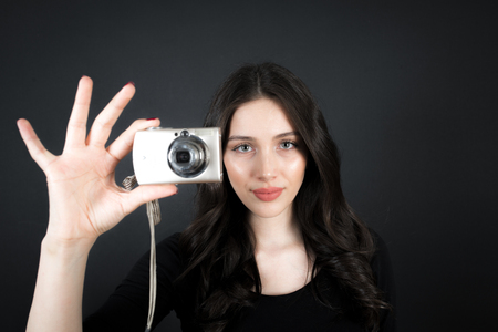 female model shot on blackの写真素材