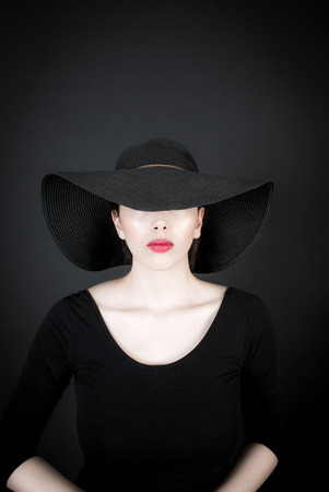 female model shot on blackの写真素材