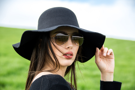 outdoors female model photo shoot in the springの写真素材
