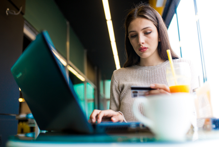 women who is enjoy in cafeの写真素材
