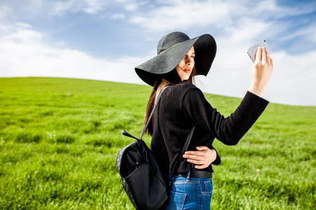 outdoors female model photo shoot in the springの写真素材