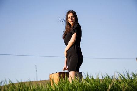 Woman photo traveling in the springの写真素材