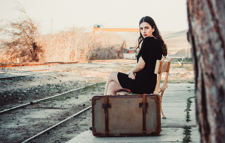 Woman photo traveling in the springの写真素材