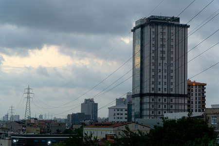 Power wires over the city