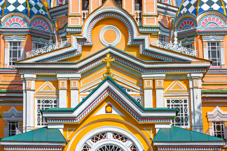 Decorations from the facade of Zenkov Cathedral, Almaty, Kazakhstanの写真素材