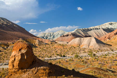 Geological formations in the Aktau Mountains in Kazakhstanの写真素材