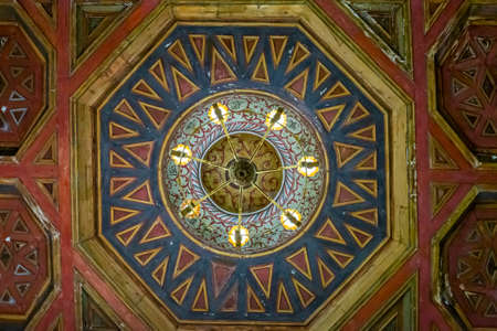 Ceiling decoration in the King Mosque known also as Sultan Mosque or Sultan Beyazit Mosque, in Berat, Albaniaのeditorial素材
