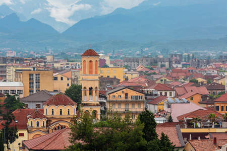 Skyline of Shkodra known also as Shkoder, Albaniaの写真素材