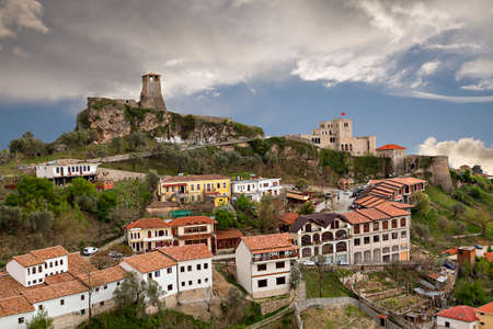 Old town Kruje and its fort, in Albania.の写真素材