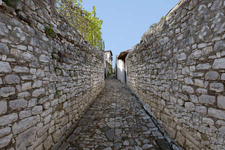 Narrow street in the Berat Castle, Albania.のeditorial素材