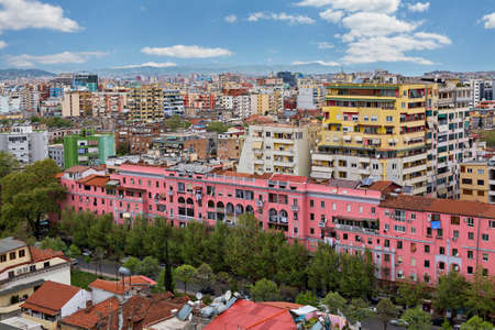 Panorama of Tirana, capital of Albaniaのeditorial素材