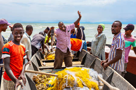 Fishermen at the Lake George, Uganda