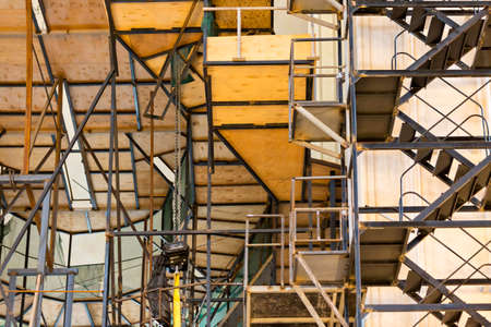 Scaffolding in the Sameba Cathedral, during its restoration, in Tbilisi, Georgia.のeditorial素材