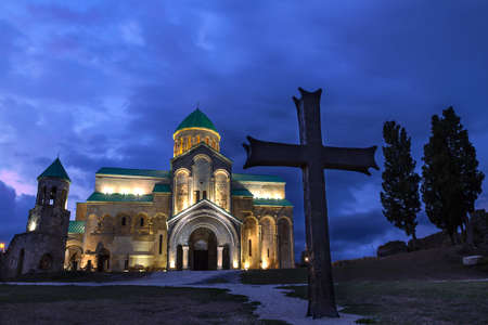 Bagrati Cathedral at the twilight in Kutaisi, Georgiaの写真素材