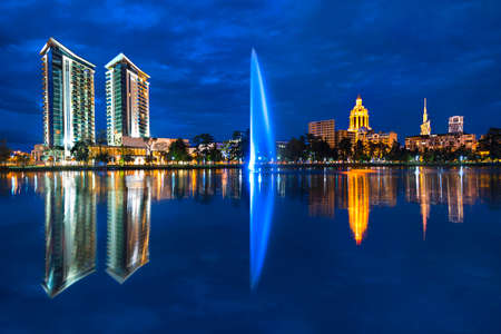 Batumi skyline and its reflections in water, Georgia.のeditorial素材