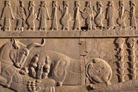 Remains of the ancient Persian city of Persepolis near Shiraz, Iranの写真素材