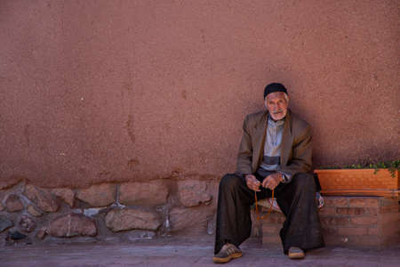 Elderly man in the village of Abyaneh, Iranのeditorial素材