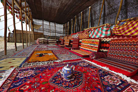 Colorful nomadic tent of Iranian nomadic people known as Qashqai, in Iran.
