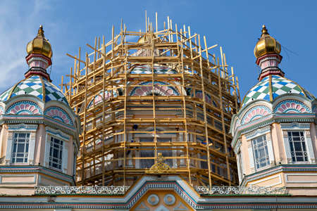 Restoration of the Zenkov Cathedral in Almaty, Kazakhstanのeditorial素材