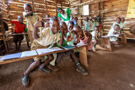 Children in local primary school in Kibale, Ugandaのeditorial素材
