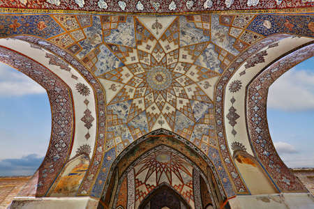 Colorful ceiling decoration in the Fin Gardens, in the city of Kashan, Iranのeditorial素材