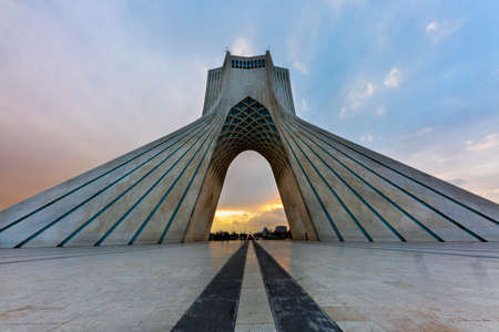 Azadi Tower at the sunset in Tehran, Iranのeditorial素材
