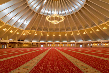 Interior of the Sheikh Khalifa Mosque in Shymkent, Kazakhstanのeditorial素材