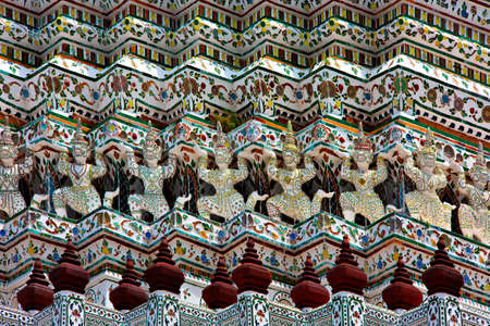 Decoration details in the Buddhist Temple Wat Arun, in Bangkok, Thailand.の写真素材