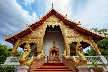 Buddhist Temple and Pagoda known as Wat Phra That Doi Suthep, in Chiang Mai, Thailand.の写真素材