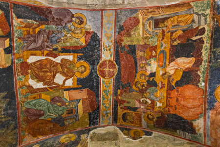 Murals of the ancient byzantine church of Hagia Sophia, in Trabzon, Turkey. It is used now as a...