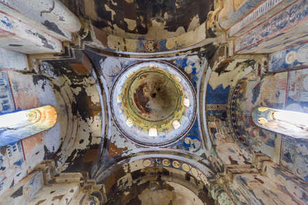 Frescos and murals of the Tigrant Honents Church, in the ruins if the ancient capital of Bagradit Armenian Kingdom, Ani, in Kars, Turkey.のeditorial素材