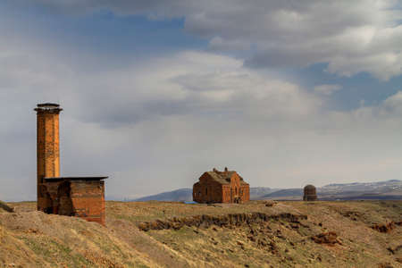 Remains of the ancient capital of Bagradit Armenian Kingdom Ani, in Kars, Turkey.の写真素材