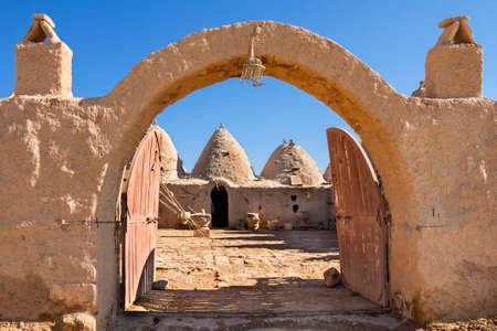 Domed adobe houses in the town of Harran, near Sanliurfa, Turkey.のeditorial素材