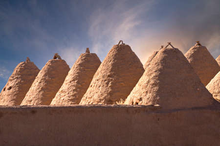 Domed adobe houses in the town of Harran, near Sanliurfa, Turkey.のeditorial素材