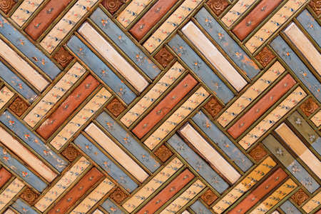 Ceiling decoration in the restored historical Ottoman house known as Cakiraga Mansion, in Birgi, Turkey.のeditorial素材