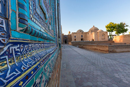 Historical holy cemetery of Shahi Zinda in Samarkand, Uzbekistan.の写真素材