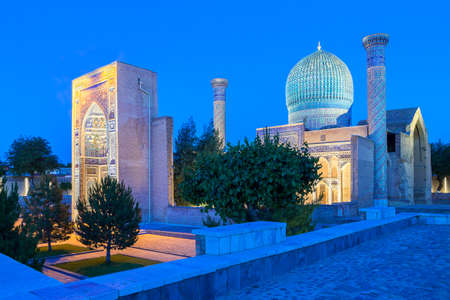 Gur Amir Mausoleum known also as Tomb of Tamerlane, in Samarkand, Uzbekistan.の写真素材