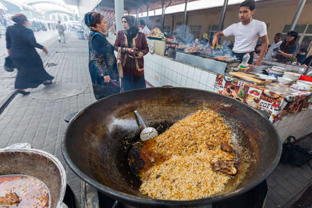 Making pilaf, rice in  Tashkent, Uzbekistanのeditorial素材