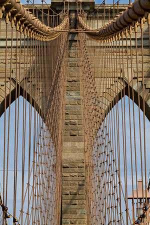 Architectural details of Brooklyn Bridge, New York City, USA.のeditorial素材