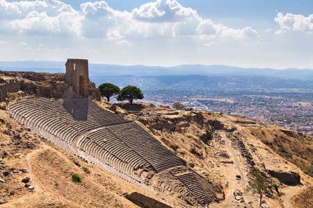 Roman amphitheater in the ruins of the ancient city of Pergamum known also as Pergamon, Turkeyの写真素材