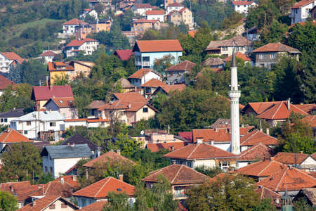 View over the houses in the mountains of Sarajevo, Bosnia and Herzegovina.の写真素材
